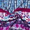 Blue-Fuchsia-Teal Poly Boho Multi Border Pattern Print Pebble Crepe Fabric By the Yard